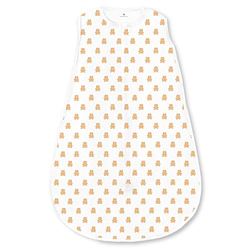 Amazing Baby Cotton Sleeping Sack with 2-Way Zipper, Tiny Bear, Butterum, Small