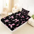 thumbnail image 4 of Erosebridal Pink Coquette Bowknot Twin Sheet Sets For Bow Lovers,Cute Loves Print Kids Bedding 3-Piece, 4 of 6