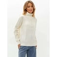 thumbnail image 5 of Women'S Sweaters Fall Winter Quarter Zip Casual Ribbed Cable Knit Pullover White One Size, 5 of 9