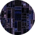 thumbnail image 1 of Ahgly Company Machine Washable Indoor Round Patchwork Blue Transitional Area Rugs, 3' Round, 1 of 4