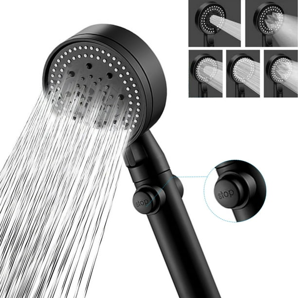 H HUKOER High Pressure Handheld Shower Head 5 Spray Modes Shower Wand