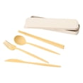 thumbnail image 3 of Cateissary ¡Novedad de 2021! Juego de cubiertos de de 4 Uds., cuchillo de paja de trigo, tenedor, palillos, cuchara, vajilla portátil con Mostrada amarillo, 3 of 6