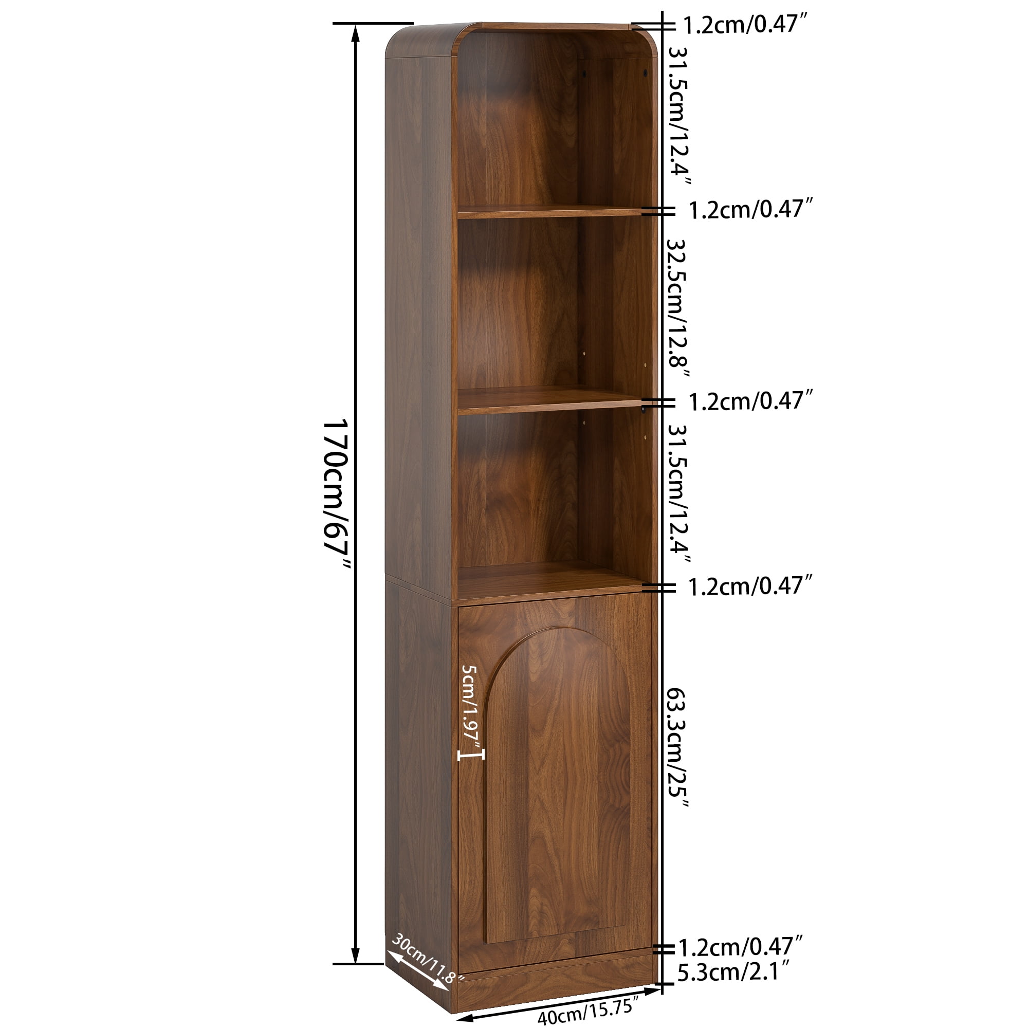 67" Tall Narrow Storage Cabinet Freestanding Tower Cabinet with Door Space Saving Organizer for Bathroom Kitchen Living Room