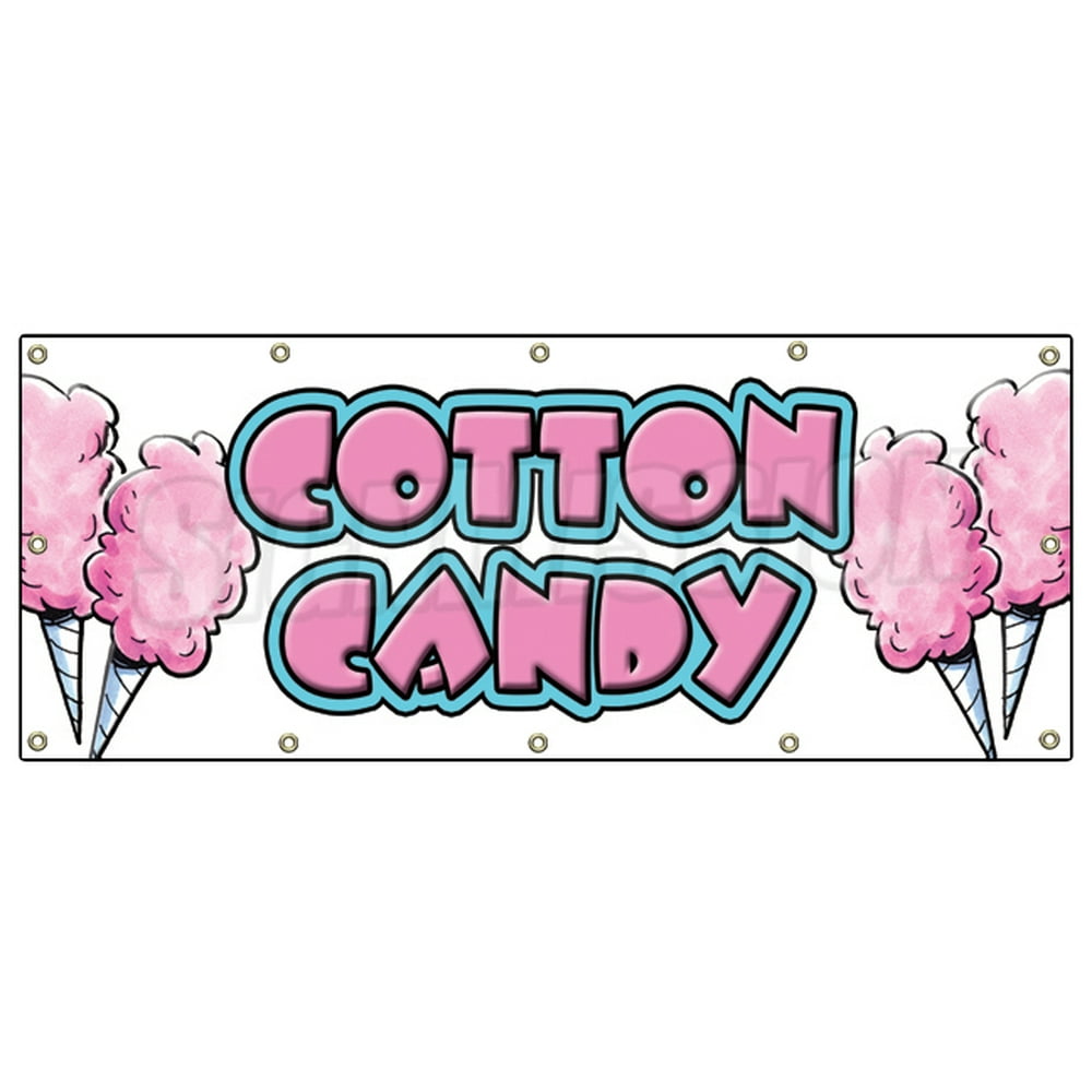 48"x120" COTTON CANDY BANNER SIGN cart stand trailer signs fairy floss
