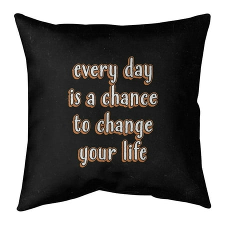 UPC: 0655172539577 | ArtVerse Quotes Change Your Life Quote Chalkboard Style Pillow (w/Rmv Insert)-Spun Poly 16 x 16 Medium