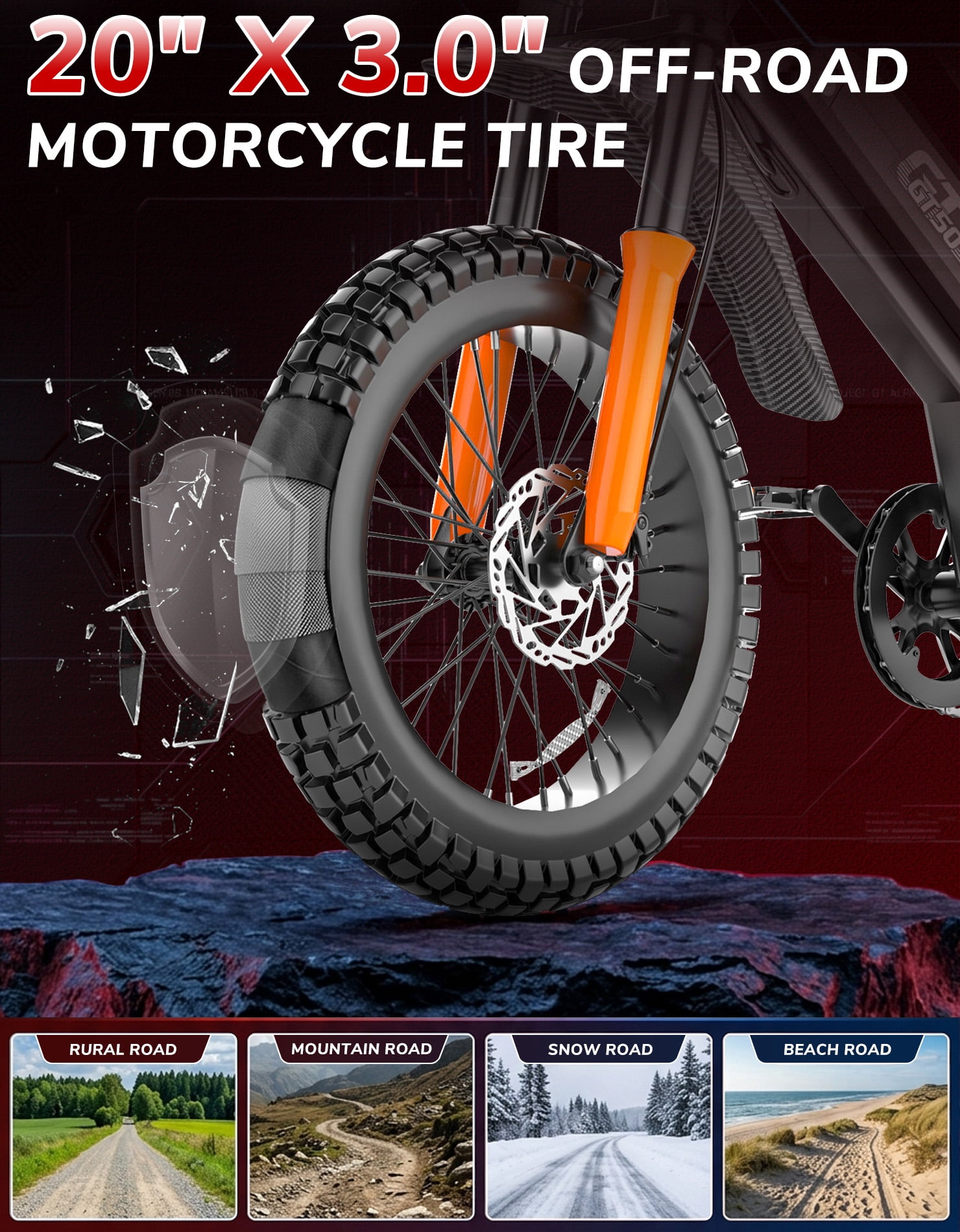PostJoy GT16 Electric Dirt Bike for Adults,3000W Electric Motorcycle 36MPH 48V 25Ah Battery,85+Miles Electric Bike,20" Fat Tire Ebike,Dual Hydraulic Brakes Mountain Bike,Full Suspension,UL2849