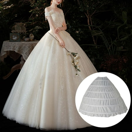 MRULIC skirts for women Full Gown Slip Skirt Dress For Wedding Petticoat Hoop Shape Ball Underskirt 6 Accessory White + One size
