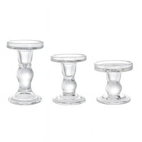 Glass Candle Holders, for Dinner Table 3Pcs