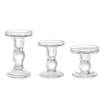 Bougeoirs en Verre, Support de Bougeoir en Cristal Transparent pour Table à Dîner 3 Pcs