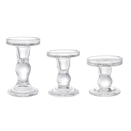 Glass Candle Holders, for Dinner Table 3Pcs
