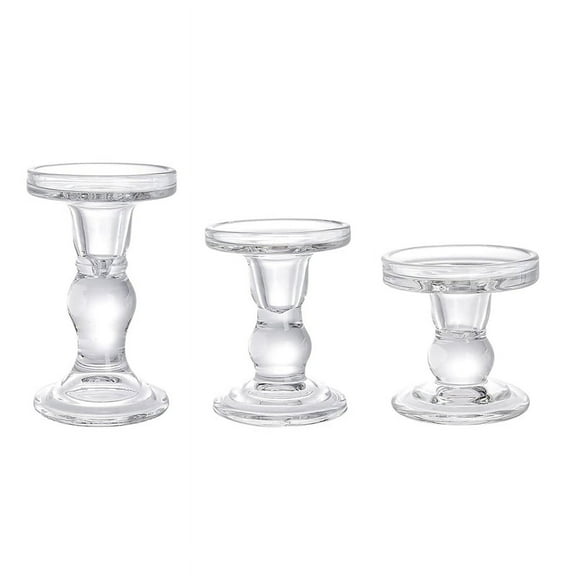 Glass Candle Holders, for Dinner Table 3Pcs