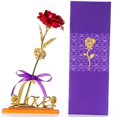 thumbnail image 1 of Flor de rosa artificial de 24 quilates con soporte de exhibición en caja de regalo-- BANYUO  Electrónica, 1 of 2