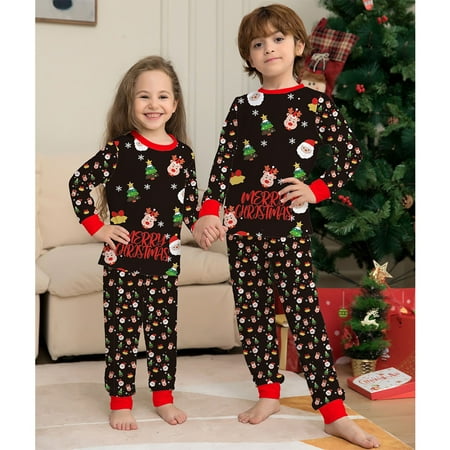 

Family Matching Christmas Pajamas Sets Dad Mom Kids Baby Deer Printing Family Parent-child Fitted Cotton Soft Two-piece Pajamas Outfits