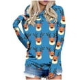 thumbnail image 2 of Tops for Women Christmas Hooded Sweatshirt Printed Long Sleeved Casual Pullover Sweatshirt,Womens Tops Plus Size Blue XL, 2 of 6