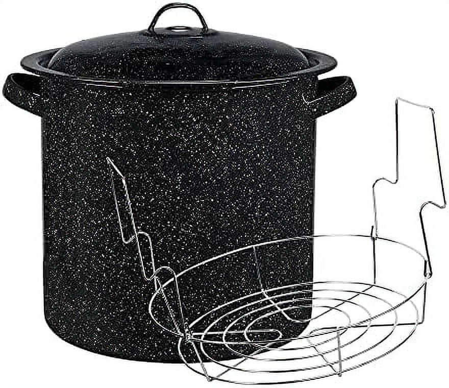 Enamel On Steel 15.5Quart Water Bath Canner With Lid & Jar Rack, Multiuse Pot, Resistant & Easy