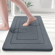 Buganda Memory Foam Bathroom Rug, Soft and Absorbent Bath Mat, Comfortable Bath Rug Carpet for Bathroom Floor Dark Grey 30x20