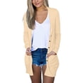 thumbnail image 2 of Tiqkatyck Womens Long Sleeve Tops Women's Solid Color Long Sleeve Cardigan Fashion Temperament Loose Comfortable Cardigan Trench Coats for Women Khaki, 2 of 8