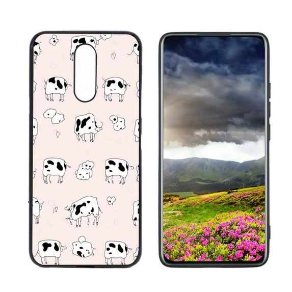 Compatible with Harmony 3 Phone Case, Cow-Print-Abstract-Art-Black-White-Pink-Cute8 Case Men Women, Flexible Silicone Shockproof Case for Harmony 3