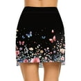 thumbnail image 4 of WTOBBY Women's High Waist Printed Floral Short Half Skirt with Attached Shorts, Casual Sports Pleated Yoga Skirt for Spring Summer Fashion and Fitness Wear,Black S, 4 of 5
