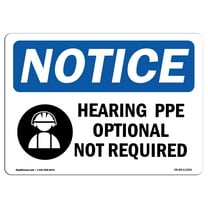 OSHA Notice Sign - Hearing PPE Optional Not Required | Plastic Sign | Protect Your Business, Construction Site, Warehouse & Shop Area |  Made in the USA