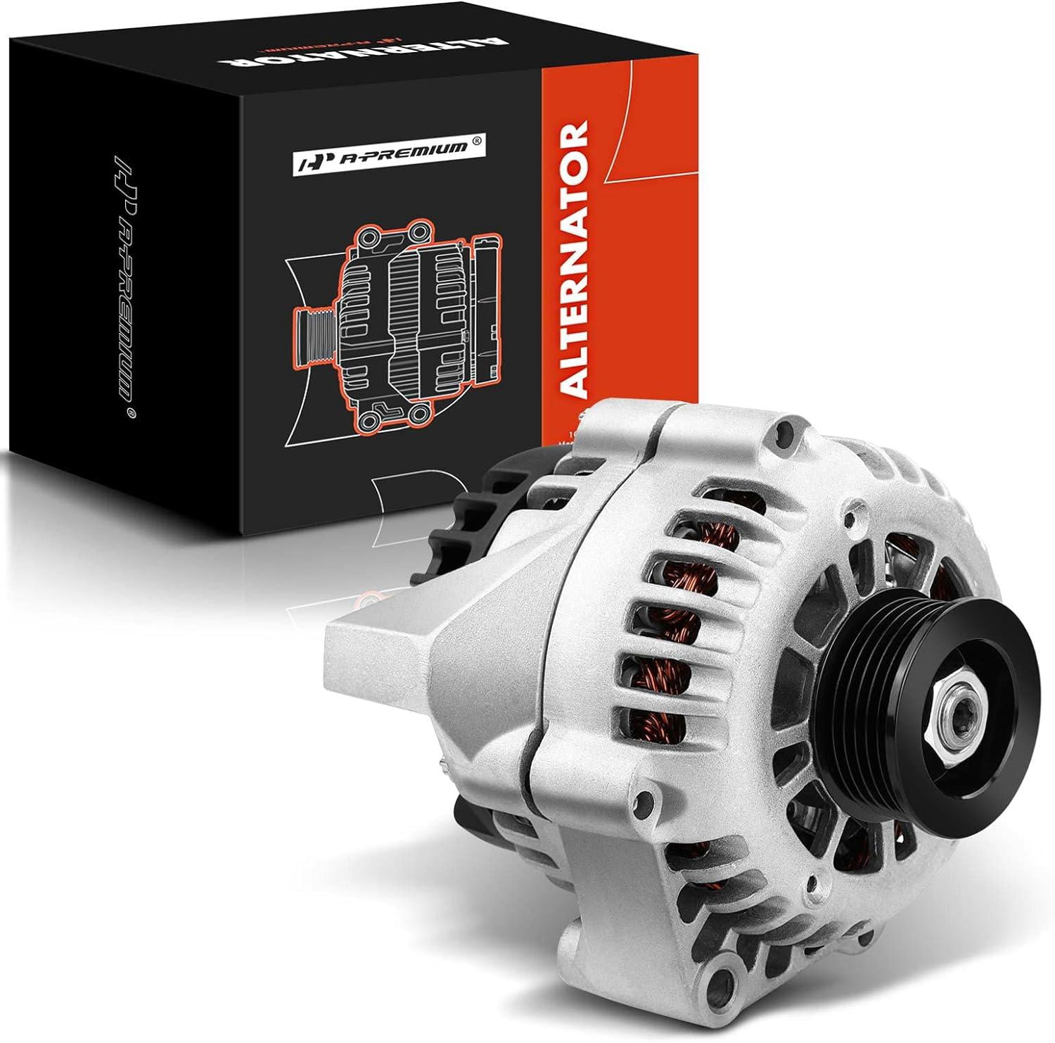 A-Premium Alternator Compatible with Chevrolet/Chevy, Cadillac, GMC, Isuzu, Olds Vehicle Models, 4.3L 5.0L 5.7L 6.5L 7.4L, 12V 105A Clockwise 6-Groove Pulley, Replace# 8206N, 8206, 10463651, 10480167