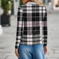 thumbnail image 4 of Striped Long Sleeve Polo Shirts for Women Business V Neck Collared Tops Button Down Loose Fit T Shirt Black M, 4 of 5
