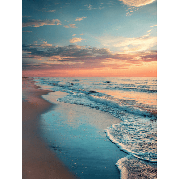 Qisvanset Sunset Beach Canvas Wall Art 15.75x11.81 Inches