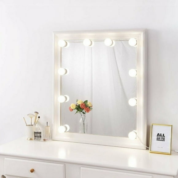 Hollywood Makeup Mirror, Vanity Mirror with Lights Featuring Replaceable Bulbs and Gloss Metal Frame for Glamorous Vanity Table or Wall Installation (31.5 x 25.6 Inches)