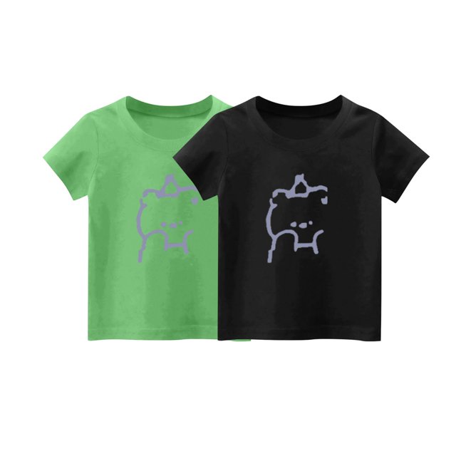 fatyb 2 Pack T-Shirts pour Enfants Filles Imprimé Graphique Mignon Tee Tops Garçons Manches Courtes T-Shirts en Coton Amples