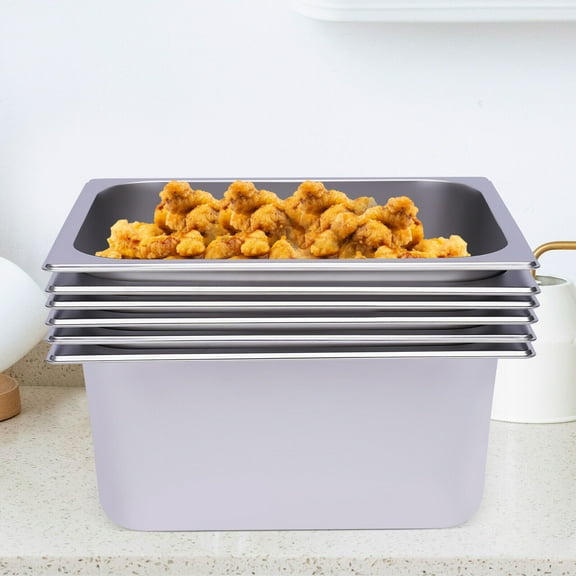 6 Pack Hotel Pans 6" Deep Steam Table Pan 1/2 Half Size 13" L x 10.2" W Commerci for Home, Cafeterias, Canteens, Hotel