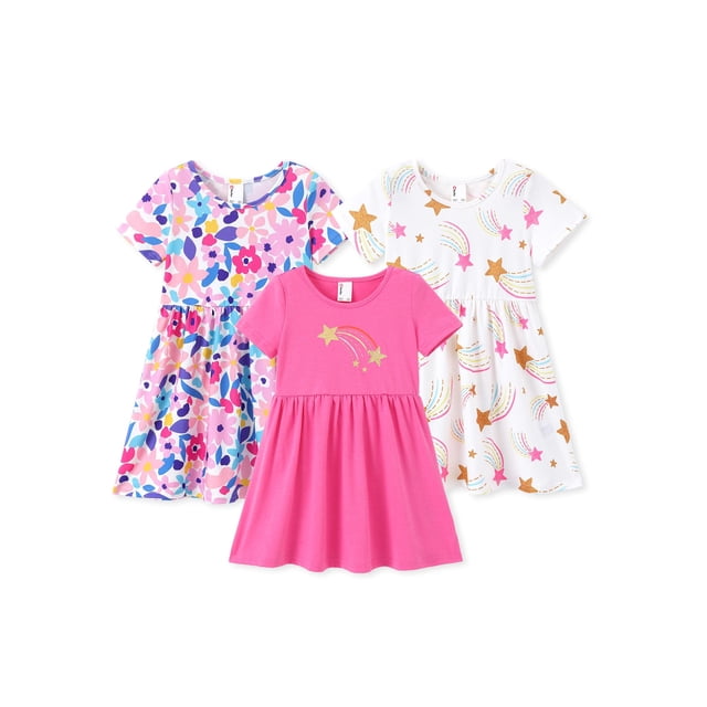 Vestido PATPAT para niña pequeña con estampado floral, paquete de 3, 3 unidades, 4 unidades, verano
