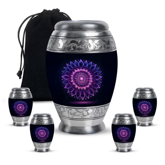 SABURIAL Purple Urn - Keepsake Funeral Urn For Ashes Adult Male & Female - Small Cremation Urns For Ashes Adult Women - Combo Of 10 Inch & 3 Inch