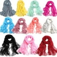 thumbnail image 3 of VISALY Veils Silk Scarf for Women Hair Wrap Sleeping | Womens Shawls and Wraps Summer Scarf Shawl Wraps Solid Color Chiffon, Wraps and Shawls for Evening Dress, Chiffon Shawls and Wraps | S, 3 of 3