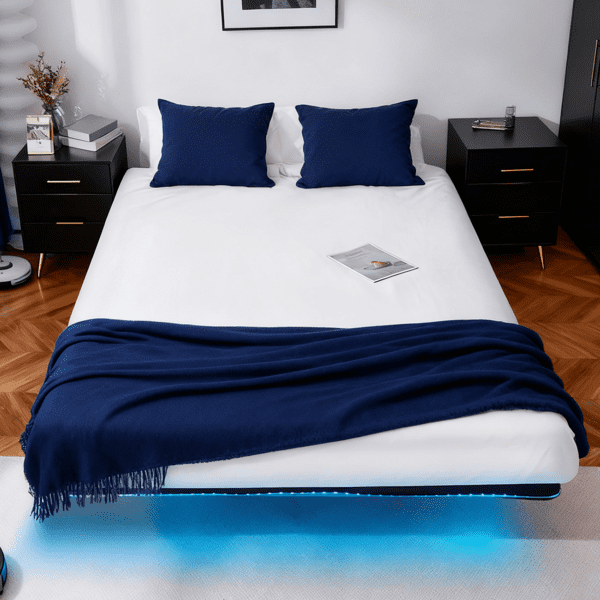 Alvantor 14-Inch Full Platform Metal Bed Frame with LED Light and Power Outlet