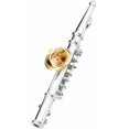 thumbnail image 1 of ZOUSSIQI Flute Brooch Musical Instrument Brooch Mini Musical Instrument Shape Pin Gold silver Plating with Case Christmas Gift Birthday Present(Silver) CA919-47077, 1 of 9