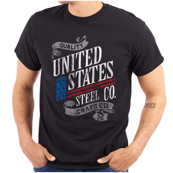 USA American Steel Blue Collar Pride Plus Size Crewneck Graphic Tee Shirt Brisco Brands 2X