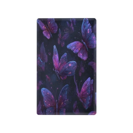 Switch Panel Switch Decoration 2.76x4.53x0.28 Inches Unused Outlet Cover Switch Plate Wall Plates Living Room Kitchen Bedroom Study Switches Magical Glowing Purple Butterfly