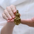 thumbnail image 4 of Handcrafted Guanyin Buddha Statue Vintage Brass 2.60in Compassion & Peace Unique Gift for Home Altar Decor, 4 of 12