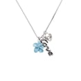 thumbnail image 2 of Delight Jewelry Silvertone Blue Plumeria Flower - Love and Lock Charm Necklace, 18"+1", 2 of 4