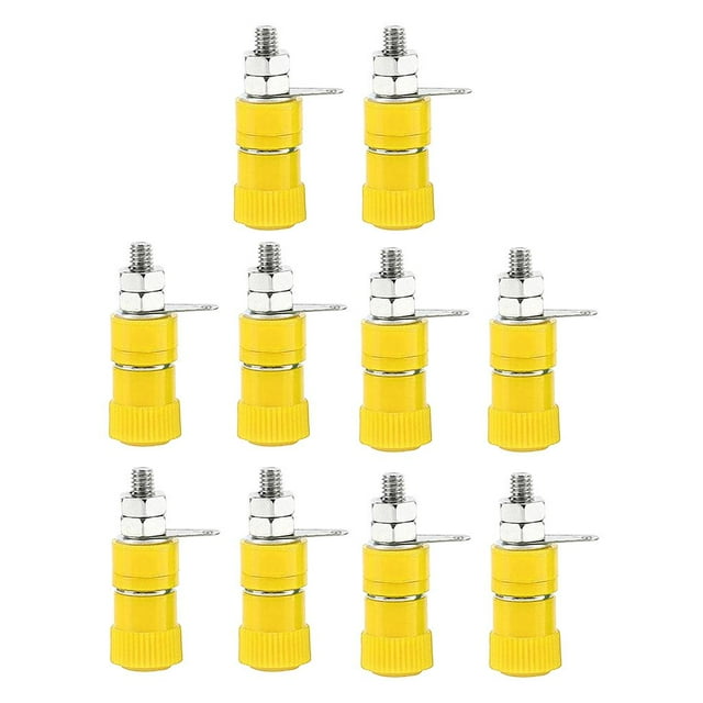 10 Piezas Paquete 4 Mm Conector Tipo Banana de Encuadernación de Tuerca Perfecl Amarillo