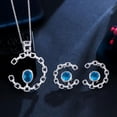 thumbnail image 2 of Geometric Blue CZ Women Half Big Round Necklace and Earrings Vintage Jewelry Set, 2 of 9