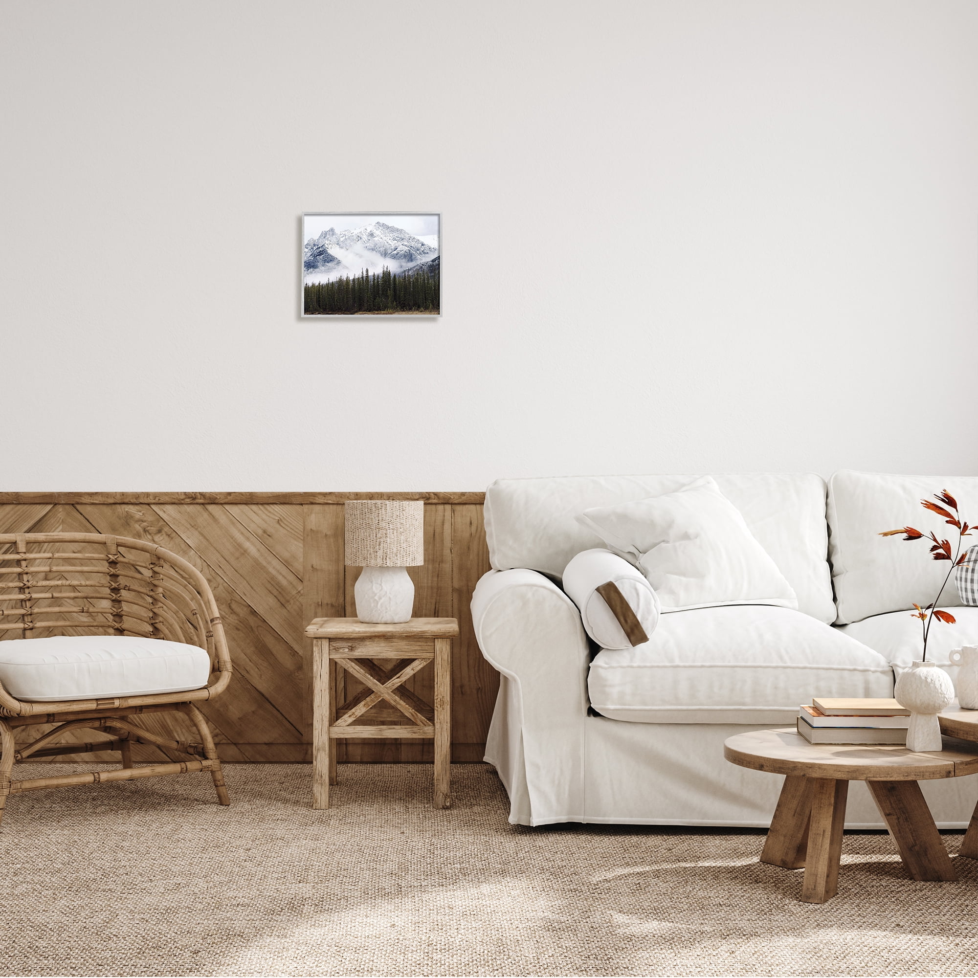 Stupell Industries Snowy Mountain Top Tall Fir Trees Modern Photography, 14 x 11,Design by Jennifer Henriksen