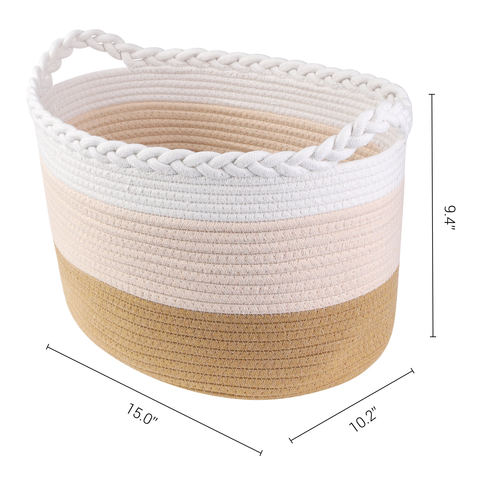 Unique Bargains Woven Storage Basket for Clothes Organizer Bin with Handles Brown