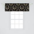 thumbnail image 2 of Royal Window Valance, Damask Print Oriental Vibes Floral Rococo Design on Dark Backdrop, Curtain Valance for Kitchen Bedroom with Rod Pocket, 54" X 18", Charcoal Grey and Pale Yellow, by Ambesonne, 2 of 2