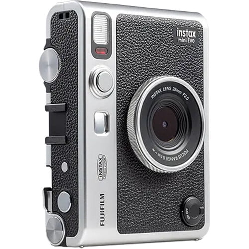 FUJIFILM INSTAX Mini EVO Hybrid Instant Camera + Fuji Instax Film Value  Pack (40 hojas), paquete de accesorios de 32 GB, 5 marcos de escritorio de