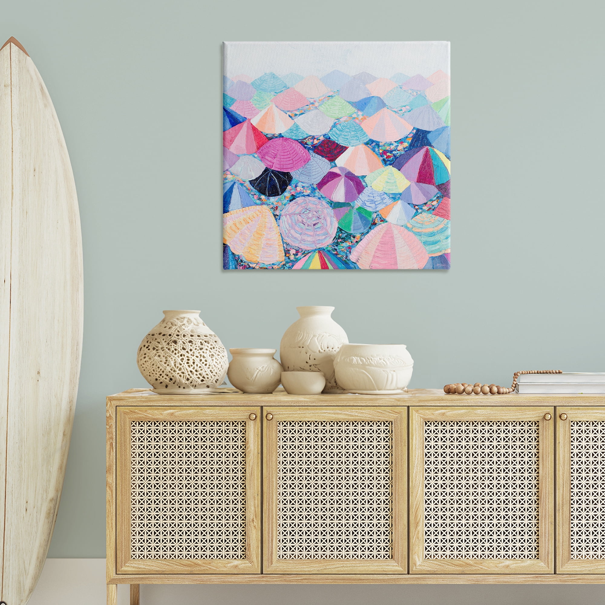 Stupell Industries Pastel Umbrella Nation Abstract Painting Wrapped Canvas Art Print Wall Art, 36 x 36