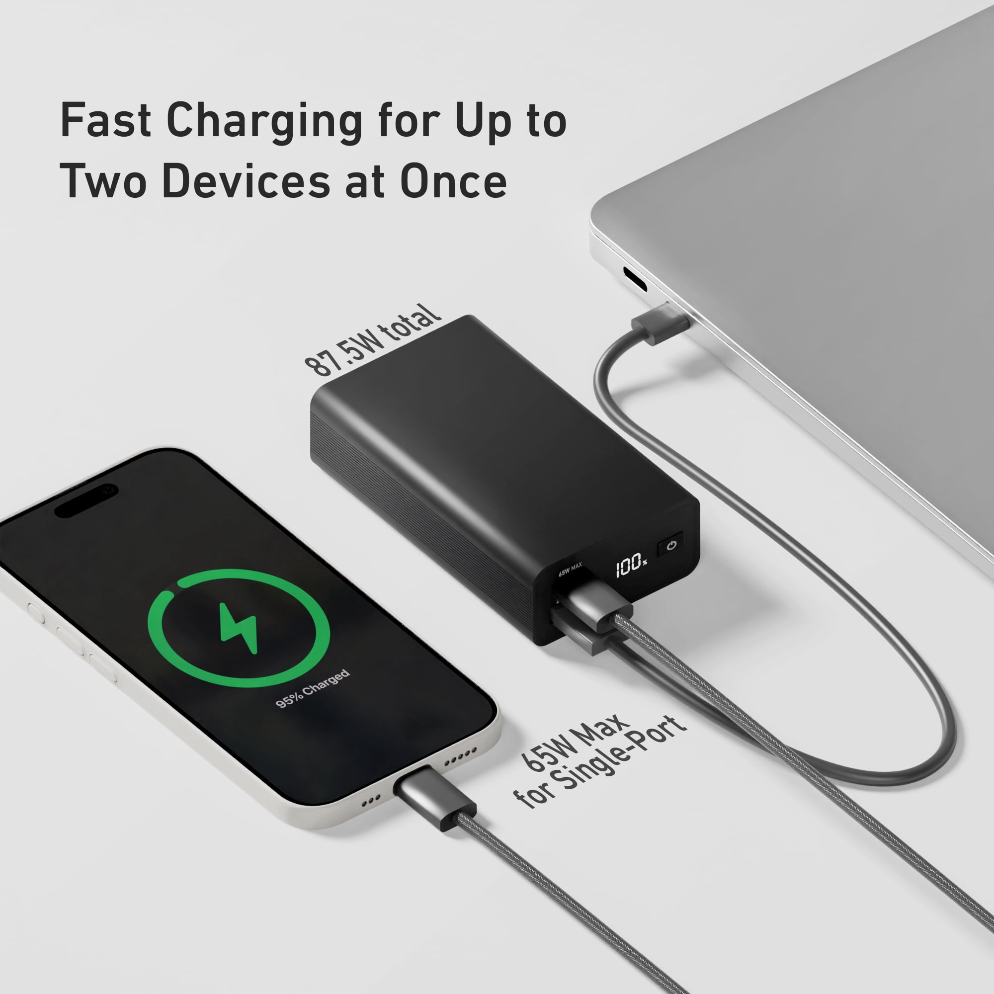 CODi 65W Laptop Power Bank, 20,000mAh Portable Charger with USB-C and USB-A Ports | Fast Charging for Laptops and Devices