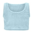 thumbnail image 6 of Dazajoo Women's Fuzzy 3 Piece Sweatsuit Open Front Cardigan Crop Tank Tops and Wide Legs Pants Comfy Warm Lounge Sets,Light Blue,S, 6 of 8