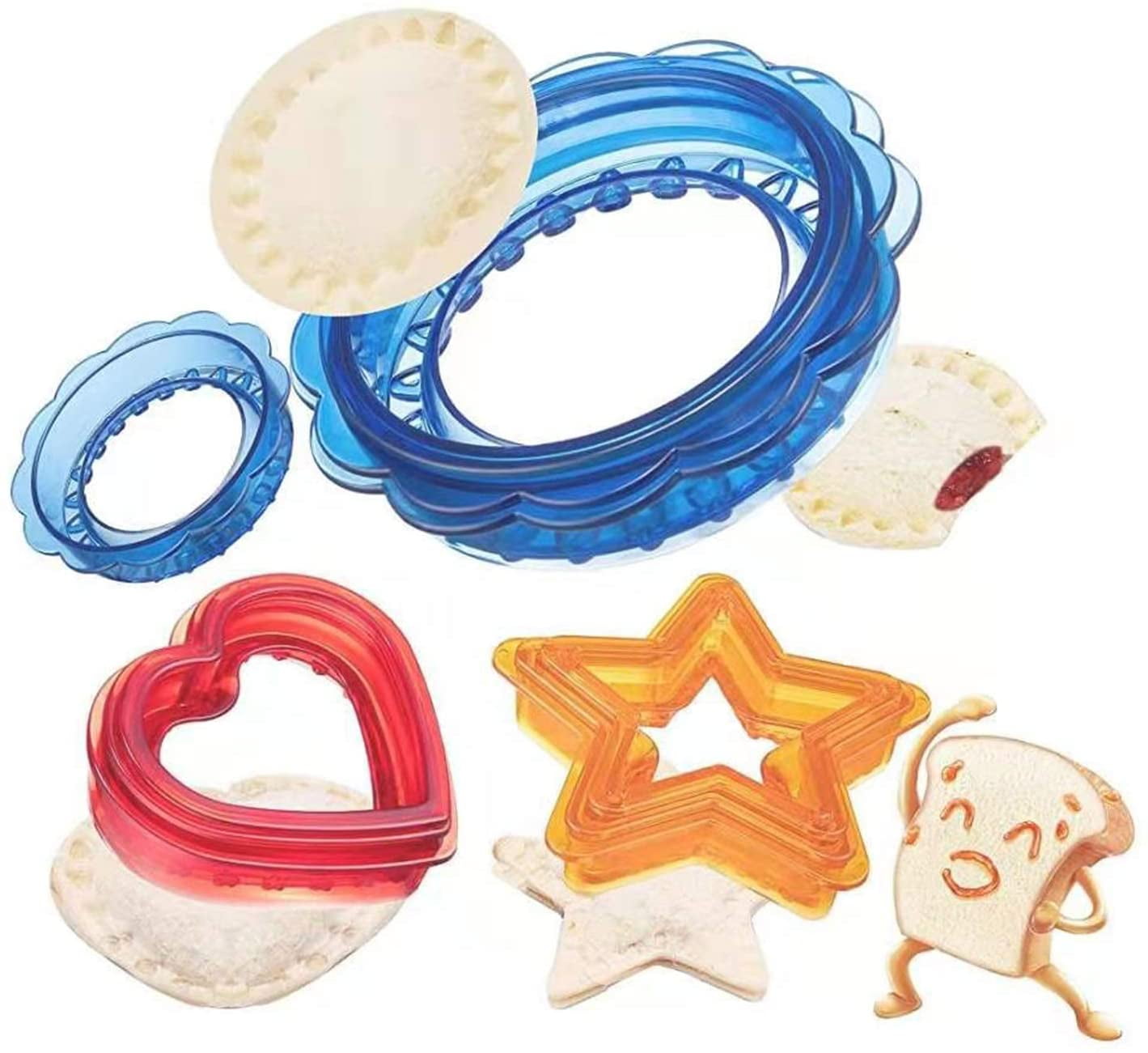 Sandwich Cutter and Sealer Set of 3, Decruster Sandwich Maker for Kids, DIY Cookie Cutters for Lunch for Boys and Girls Kids (Heart, Star, Circular)