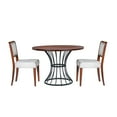 thumbnail image 5 of Euroco 3 Piece Dining Table Set for 2 ,42" Round Kitchen Table with 2 Upholstered Chairs and Heavy-Duty Iron Base,Compact Dining Set for Small Spaces, Kitchen, Living Room,Walnut, 5 of 7